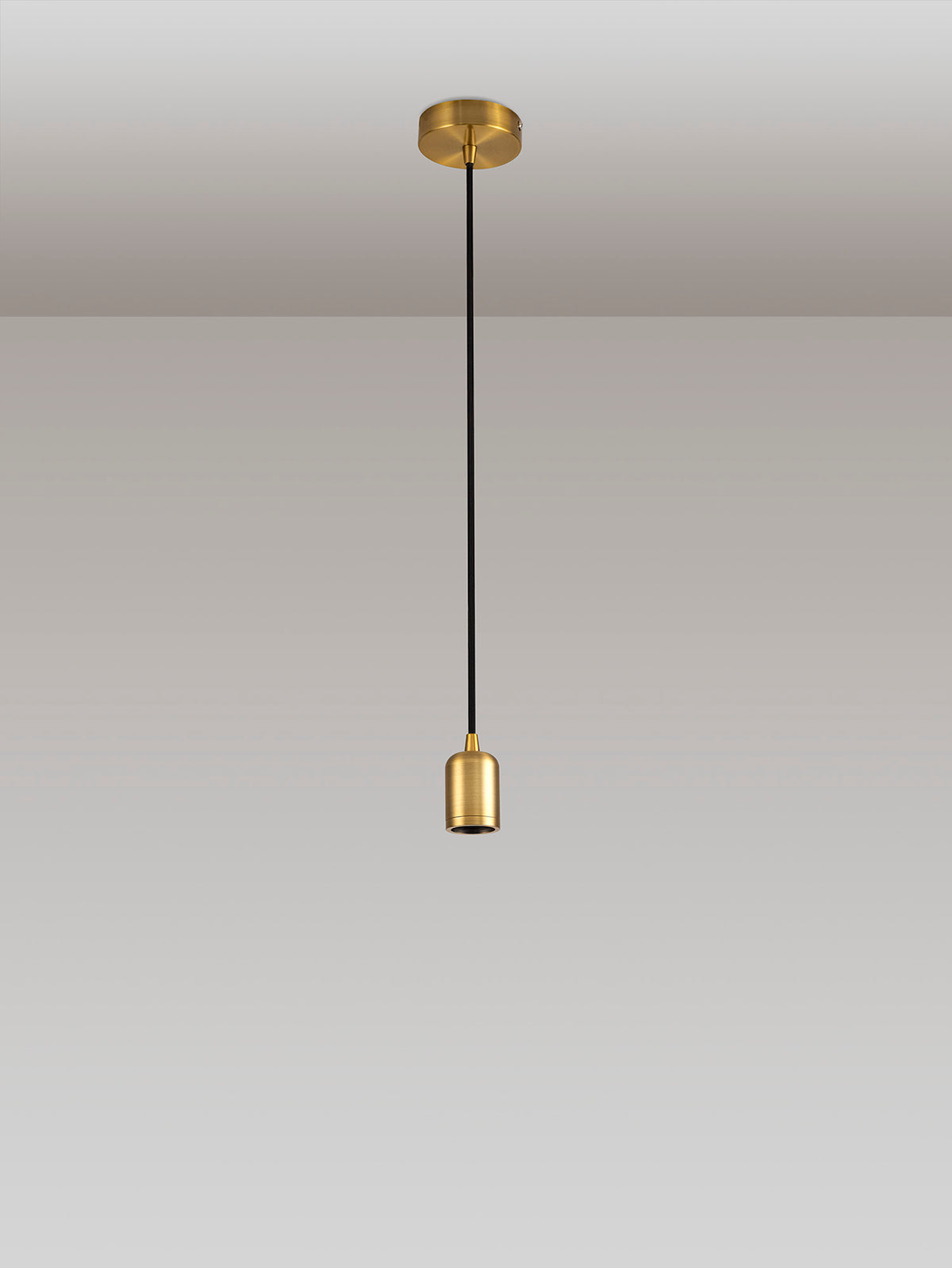 Luminosity Single Modern Pendant with 1m Braided Cable and Deep Shade Ring for Thick Glass