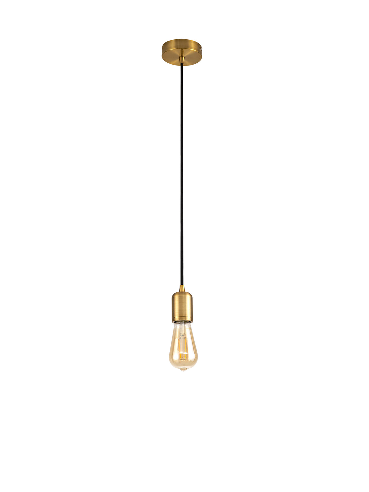 Luminosity Single Modern Pendant with 1m Braided Cable and Deep Shade Ring for Thick Glass