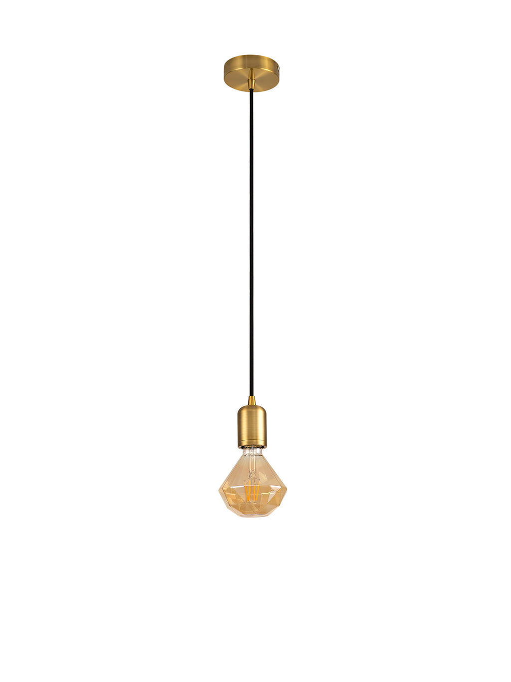 Luminosity Single Modern Pendant with 1m Braided Cable and Deep Shade Ring for Thick Glass