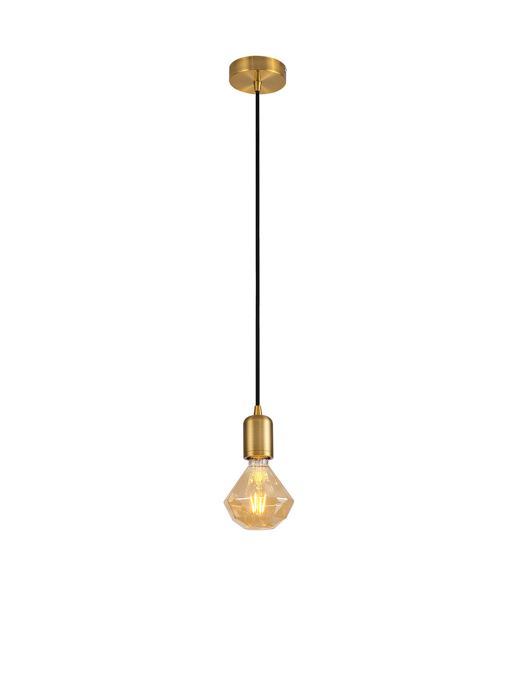 Luminosity Single Modern Pendant with 1m Braided Cable and Deep Shade Ring for Thick Glass