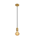 Luminosity Single Modern Pendant with 1m Braided Cable and Deep Shade Ring for Thick Glass