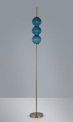 Luminosity Designs - Lustre Segmented Glass Globe Floor Lamp In An Antique Brass Framework, Single Colour, 3 x G9 - Luminosity Designs Ltd