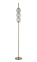 Luminosity Designs - Lustre Segmented Glass Globe Floor Lamp In An Antique Brass Framework, Single Colour, 3 x G9 - Luminosity Designs Ltd