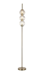 Luminosity Designs - Lustre Segmented Glass Globe Floor Lamp In An Antique Brass Framework, Single Colour, 3 x G9 - Luminosity Designs Ltd