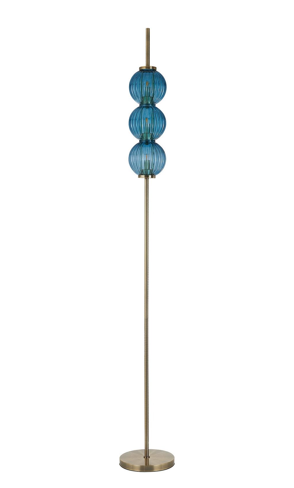 Luminosity Designs - Lustre Segmented Glass Globe Floor Lamp In An Antique Brass Framework, Single Colour, 3 x G9 - Luminosity Designs Ltd