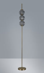 Luminosity Designs - Lustre Segmented Glass Globe Floor Lamp In An Antique Brass Framework, Single Colour, 3 x G9 - Luminosity Designs Ltd