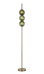 Luminosity Designs - Lustre Segmented Glass Globe Floor Lamp In An Antique Brass Framework, Single Colour, 3 x G9 - Luminosity Designs Ltd