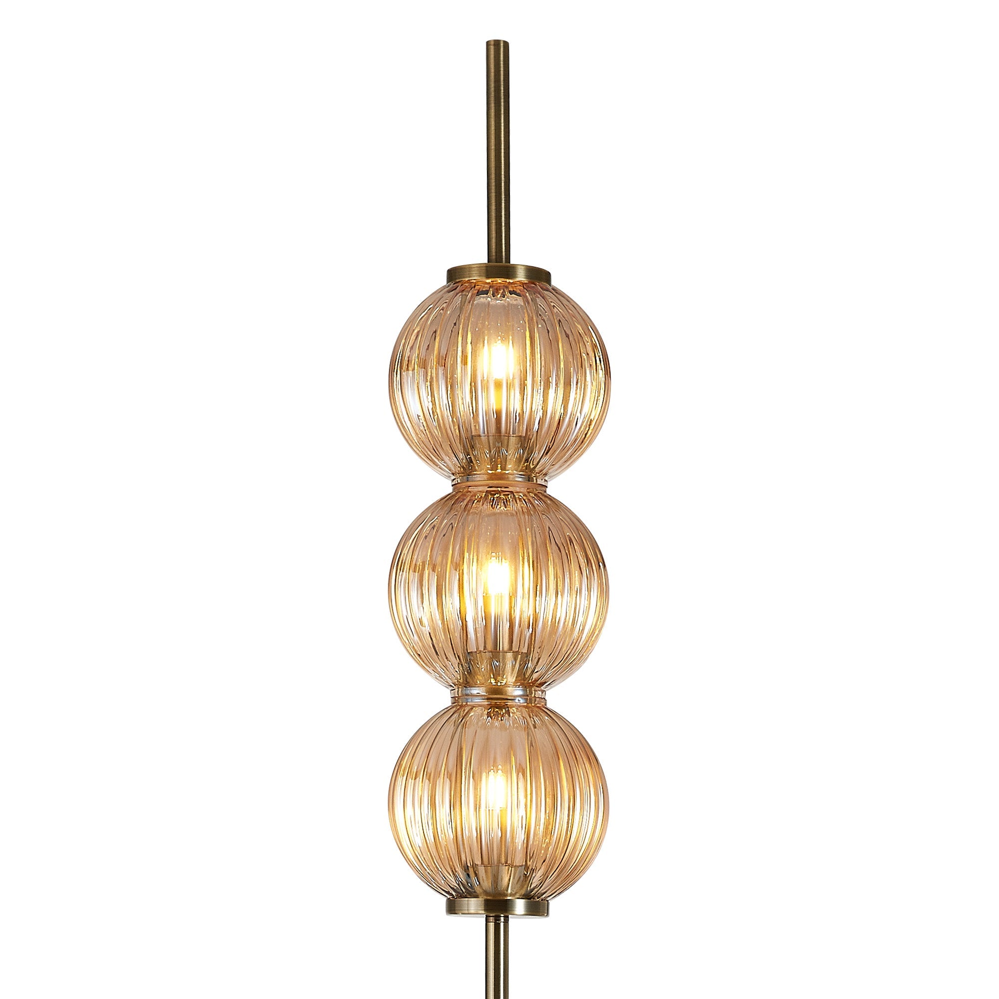 Luminosity Designs - Lustre Segmented Glass Globe Floor Lamp In An Antique Brass Framework, Single Colour, 3 x G9 - Luminosity Designs Ltd