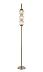 Luminosity Designs - Lustre Segmented Glass Globe Floor Lamp In An Antique Brass Framework, Single Colour, 3 x G9 - Luminosity Designs Ltd