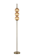 Luminosity Designs - Lustre Segmented Glass Globe Floor Lamp In An Antique Brass Framework, Single Colour, 3 x G9 - Luminosity Designs Ltd