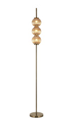 Luminosity Designs - Lustre Segmented Glass Globe Floor Lamp In An Antique Brass Framework, Single Colour, 3 x G9 - Luminosity Designs Ltd