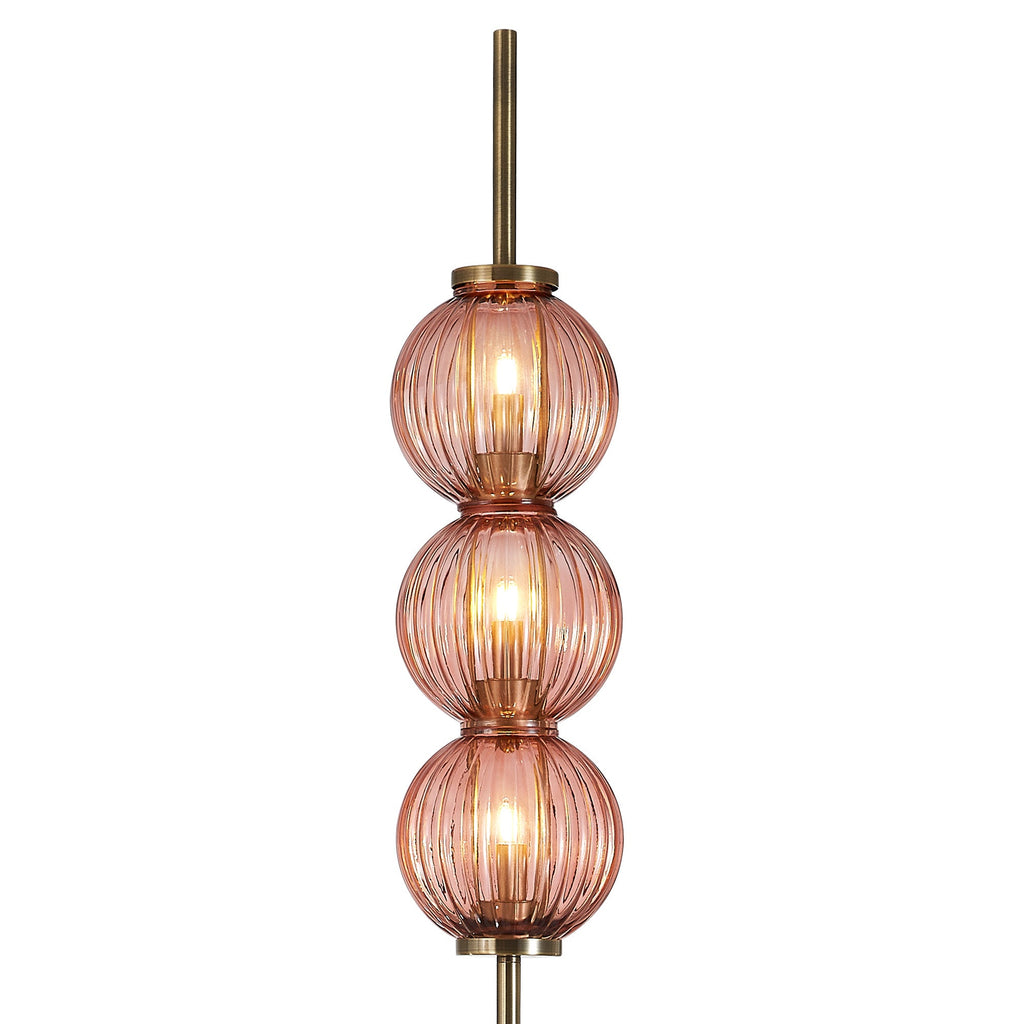 Luminosity Designs - Lustre Segmented Glass Globe Floor Lamp In An Antique Brass Framework, Single Colour, 3 x G9 - Luminosity Designs Ltd