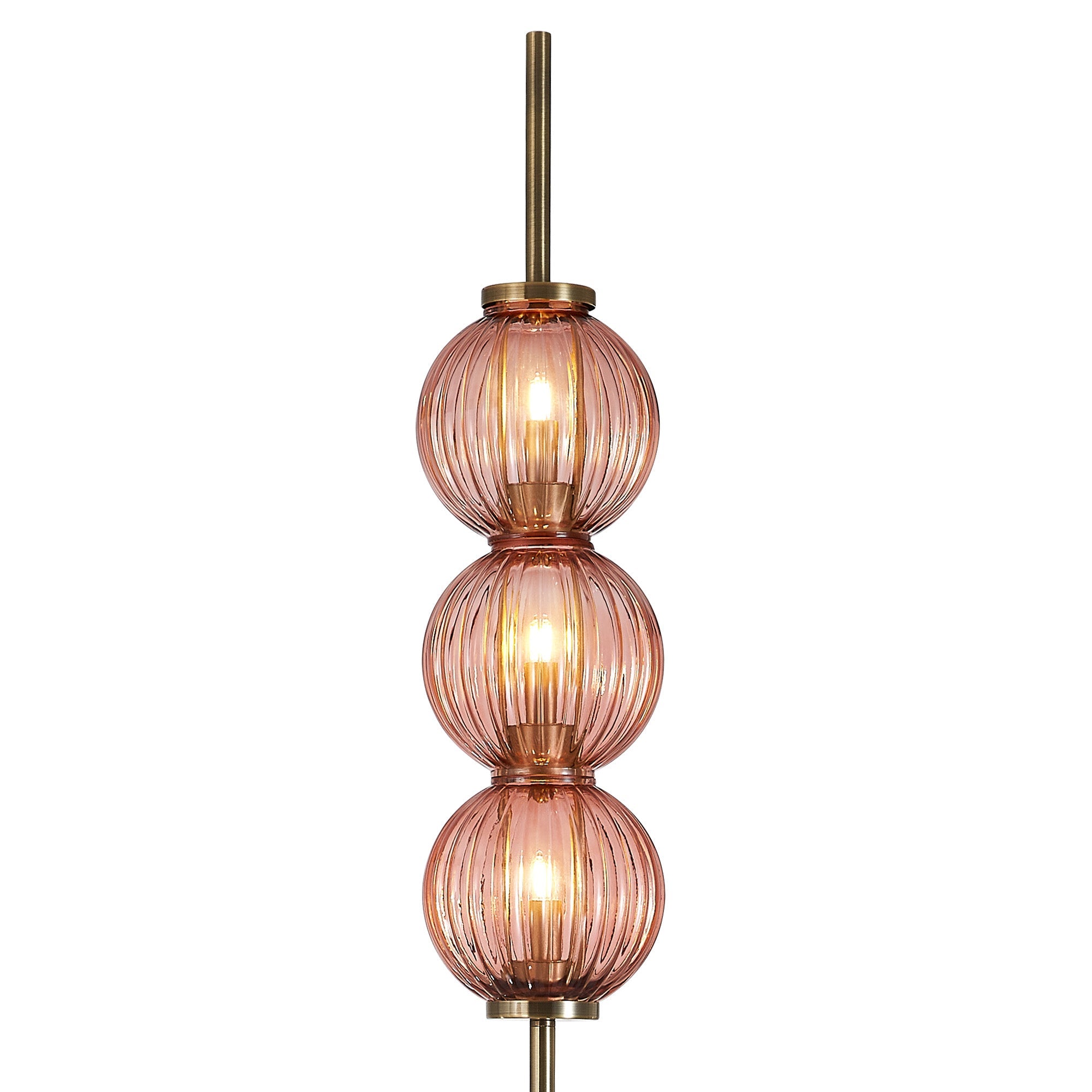 Luminosity Designs - Lustre Segmented Glass Globe Floor Lamp In An Antique Brass Framework, Single Colour, 3 x G9 - Luminosity Designs Ltd