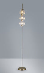 Luminosity Designs - Lustre Segmented Glass Globe Floor Lamp In An Antique Brass Framework, Single Colour, 3 x G9 - Luminosity Designs Ltd