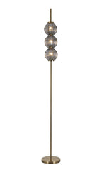 Luminosity Designs - Lustre Segmented Glass Globe Floor Lamp In An Antique Brass Framework, Single Colour, 3 x G9 - Luminosity Designs Ltd