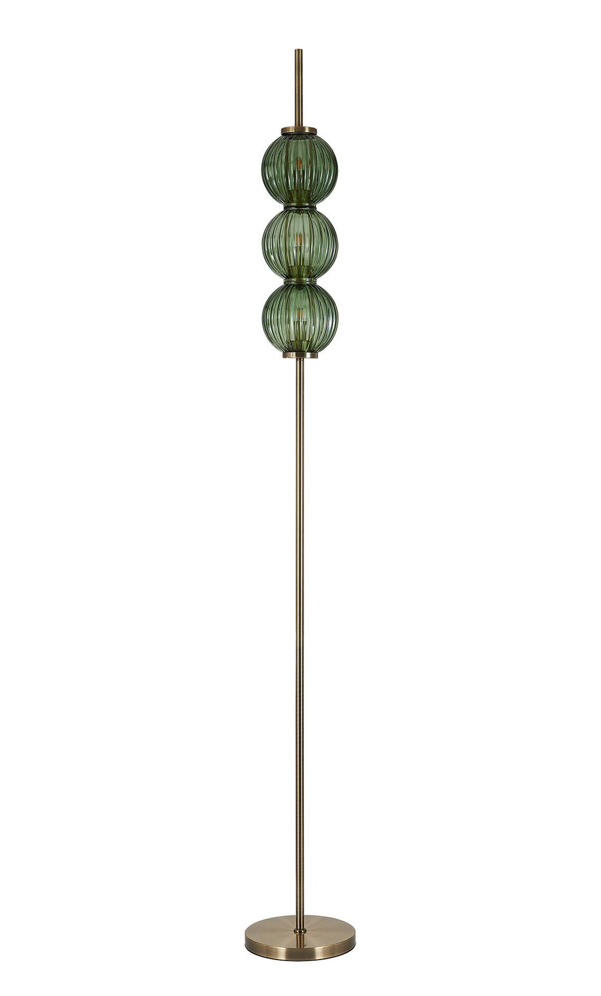 Luminosity Designs - Lustre Segmented Glass Globe Floor Lamp In An Antique Brass Framework, Single Colour, 3 x G9 - Luminosity Designs Ltd