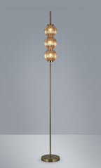 Luminosity Designs - Lustre Segmented Glass Globe Floor Lamp In An Antique Brass Framework, Single Colour, 3 x G9 - Luminosity Designs Ltd