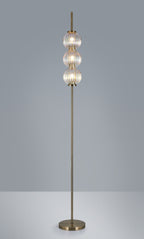 Luminosity Designs - Lustre Segmented Glass Globe Floor Lamp In An Antique Brass Framework, Single Colour, 3 x G9 - Luminosity Designs Ltd