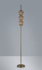 Luminosity Designs - Lustre Segmented Glass Globe Floor Lamp In An Antique Brass Framework, Single Colour, 3 x G9 - Luminosity Designs Ltd
