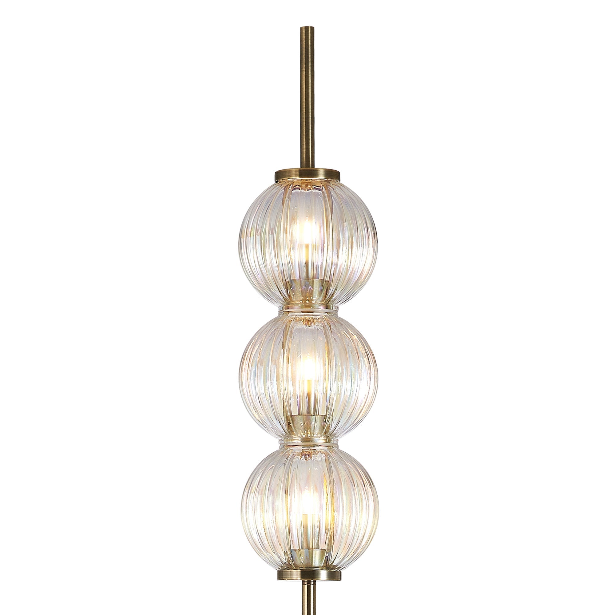Luminosity Designs - Lustre Segmented Glass Globe Floor Lamp In An Antique Brass Framework, Single Colour, 3 x G9 - Luminosity Designs Ltd