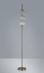 Luminosity Designs - Lustre Segmented Glass Globe Floor Lamp In An Antique Brass Framework, Single Colour, 3 x G9 - Luminosity Designs Ltd