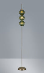 Luminosity Designs - Lustre Segmented Glass Globe Floor Lamp In An Antique Brass Framework, Single Colour, 3 x G9 - Luminosity Designs Ltd