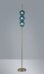 Luminosity Designs - Lustre Segmented Glass Globe Floor Lamp In An Antique Brass Framework, Single Colour, 3 x G9 - Luminosity Designs Ltd