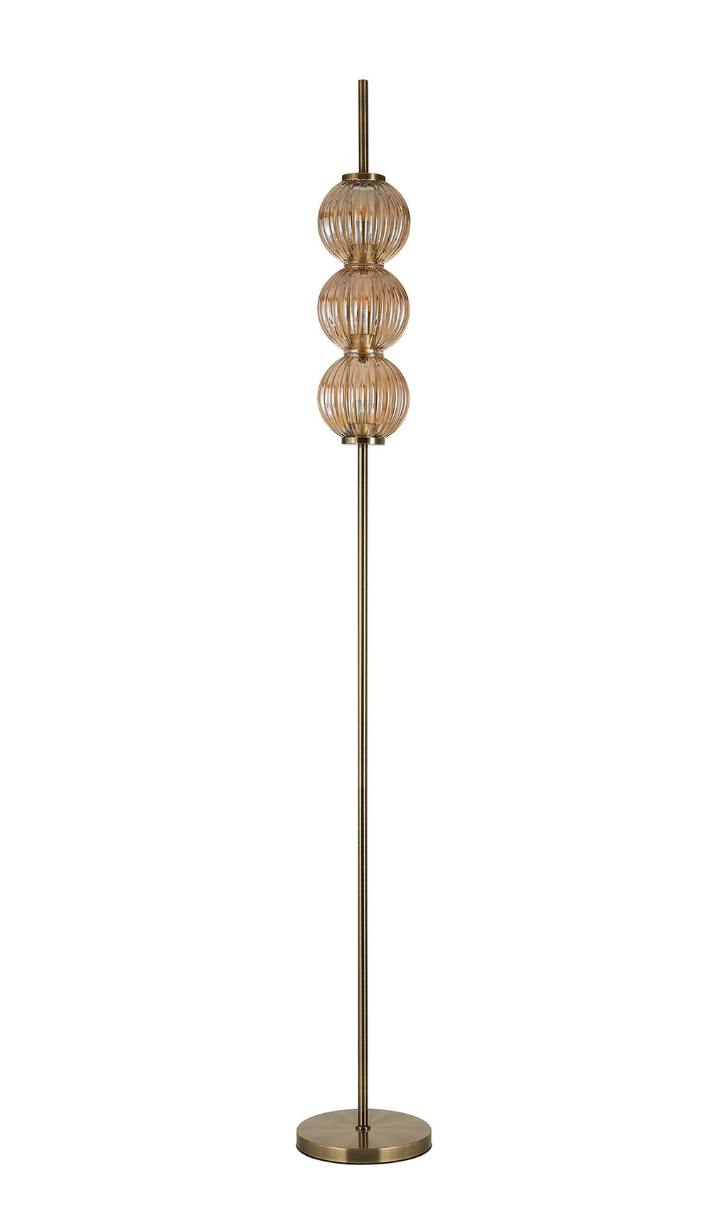 Luminosity Designs - Lustre Segmented Glass Globe Floor Lamp In An Antique Brass Framework, Single Colour, 3 x G9 - Luminosity Designs Ltd