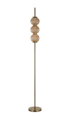 Luminosity Designs - Lustre Segmented Glass Globe Floor Lamp In An Antique Brass Framework, Single Colour, 3 x G9 - Luminosity Designs Ltd