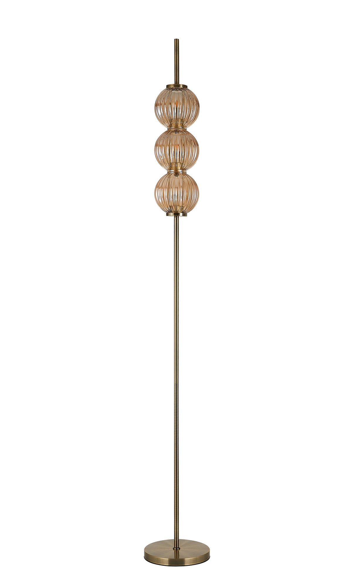Luminosity Designs - Lustre Segmented Glass Globe Floor Lamp In An Antique Brass Framework, Single Colour, 3 x G9 - Luminosity Designs Ltd