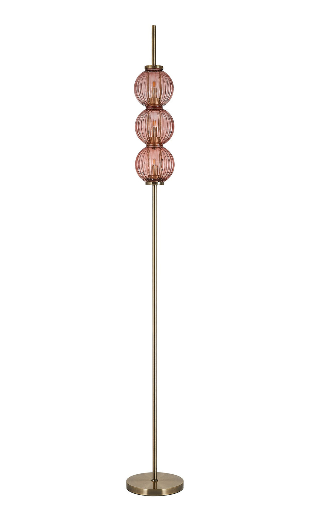 Luminosity Designs - Lustre Segmented Glass Globe Floor Lamp In An Antique Brass Framework, Single Colour, 3 x G9 - Luminosity Designs Ltd