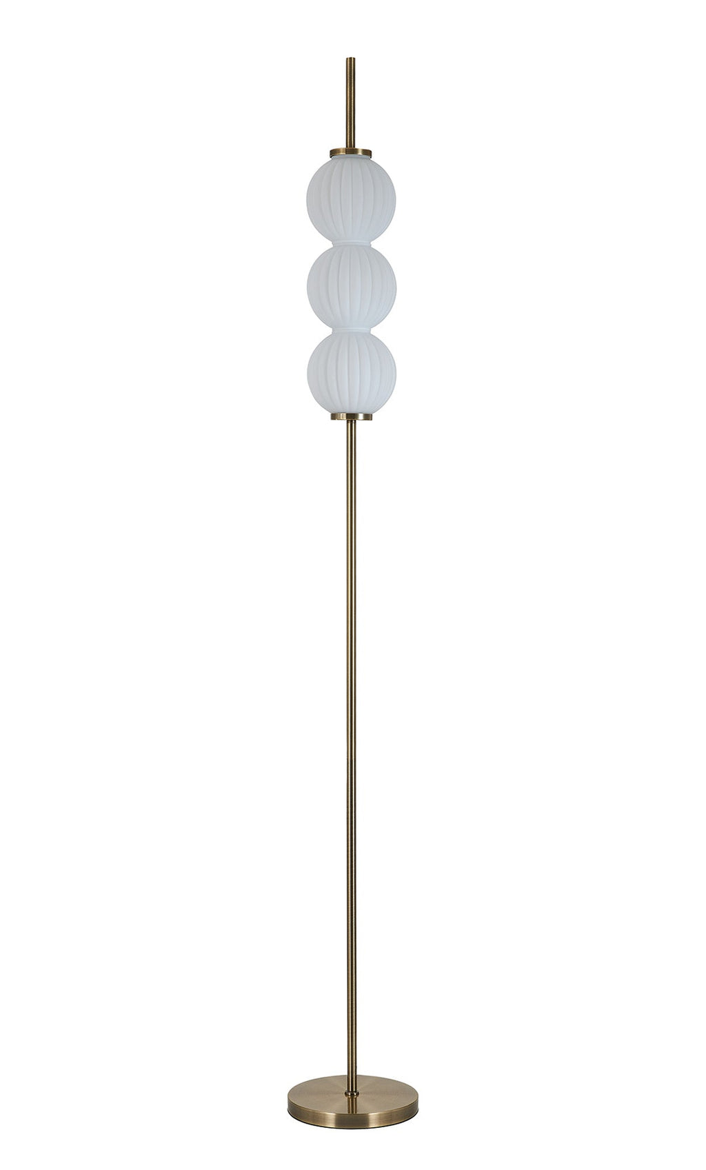 Luminosity Designs - Lustre Segmented Glass Globe Floor Lamp In An Antique Brass Framework, Single Colour, 3 x G9 - Luminosity Designs Ltd