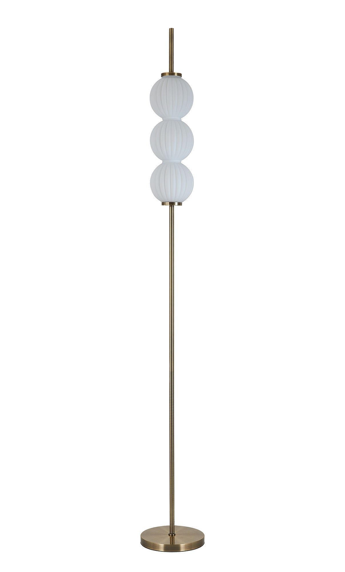 Luminosity Designs - Lustre Segmented Glass Globe Floor Lamp In An Antique Brass Framework, Single Colour, 3 x G9 - Luminosity Designs Ltd