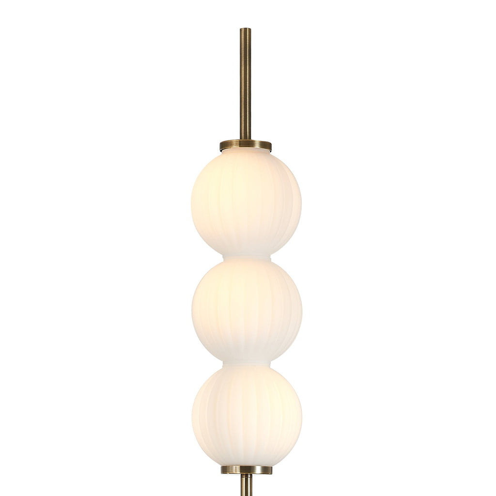 Luminosity Designs - Lustre Segmented Glass Globe Floor Lamp In An Antique Brass Framework, Single Colour, 3 x G9 - Luminosity Designs Ltd