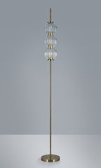 Luminosity Designs - Lustre Segmented Glass Globe Floor Lamp In An Antique Brass Framework, Single Colour, 3 x G9 - Luminosity Designs Ltd