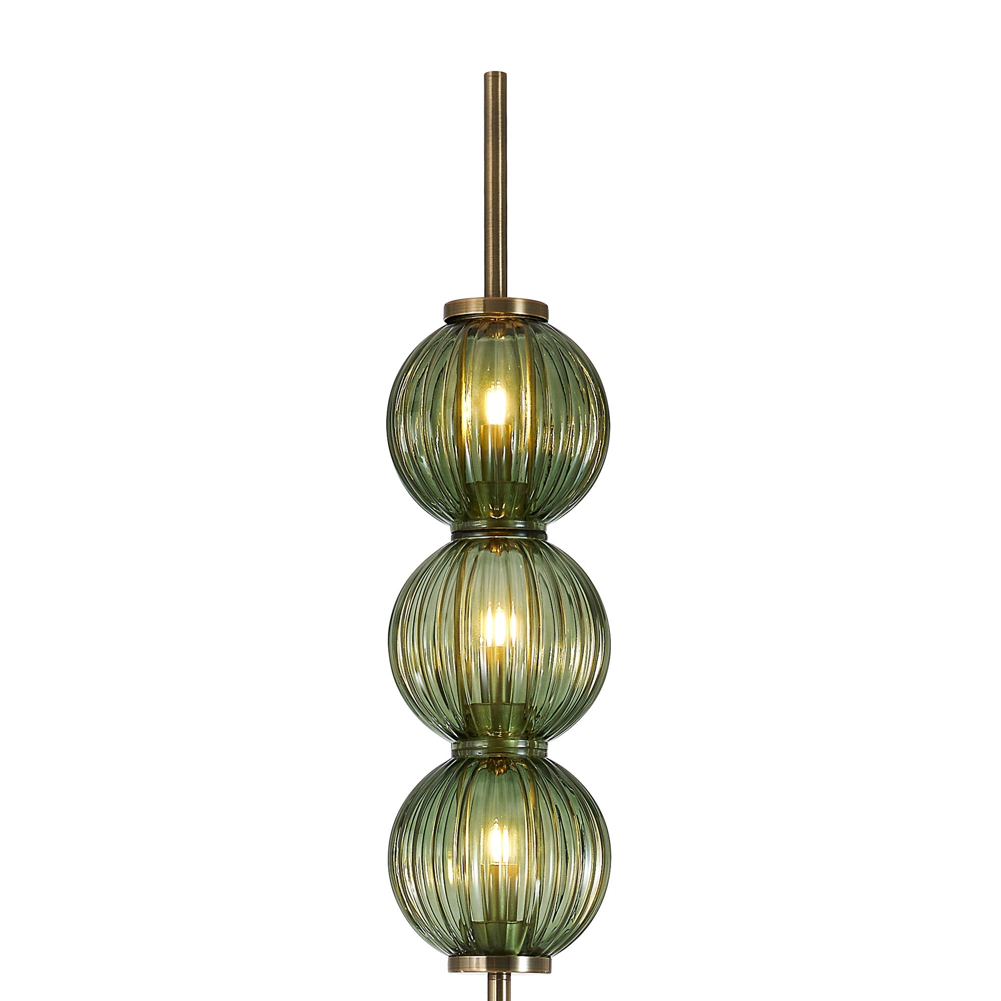 Luminosity Designs - Lustre Segmented Glass Globe Floor Lamp In An Antique Brass Framework, Single Colour, 3 x G9 - Luminosity Designs Ltd
