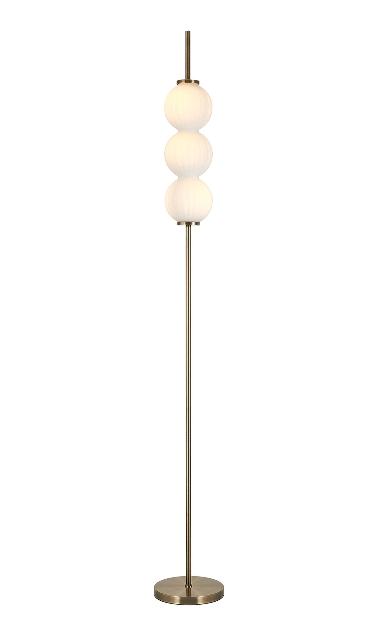 Luminosity Designs - Lustre Segmented Glass Globe Floor Lamp In An Antique Brass Framework, Single Colour, 3 x G9 - Luminosity Designs Ltd