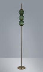 Luminosity Designs - Lustre Segmented Glass Globe Floor Lamp In An Antique Brass Framework, Single Colour, 3 x G9 - Luminosity Designs Ltd