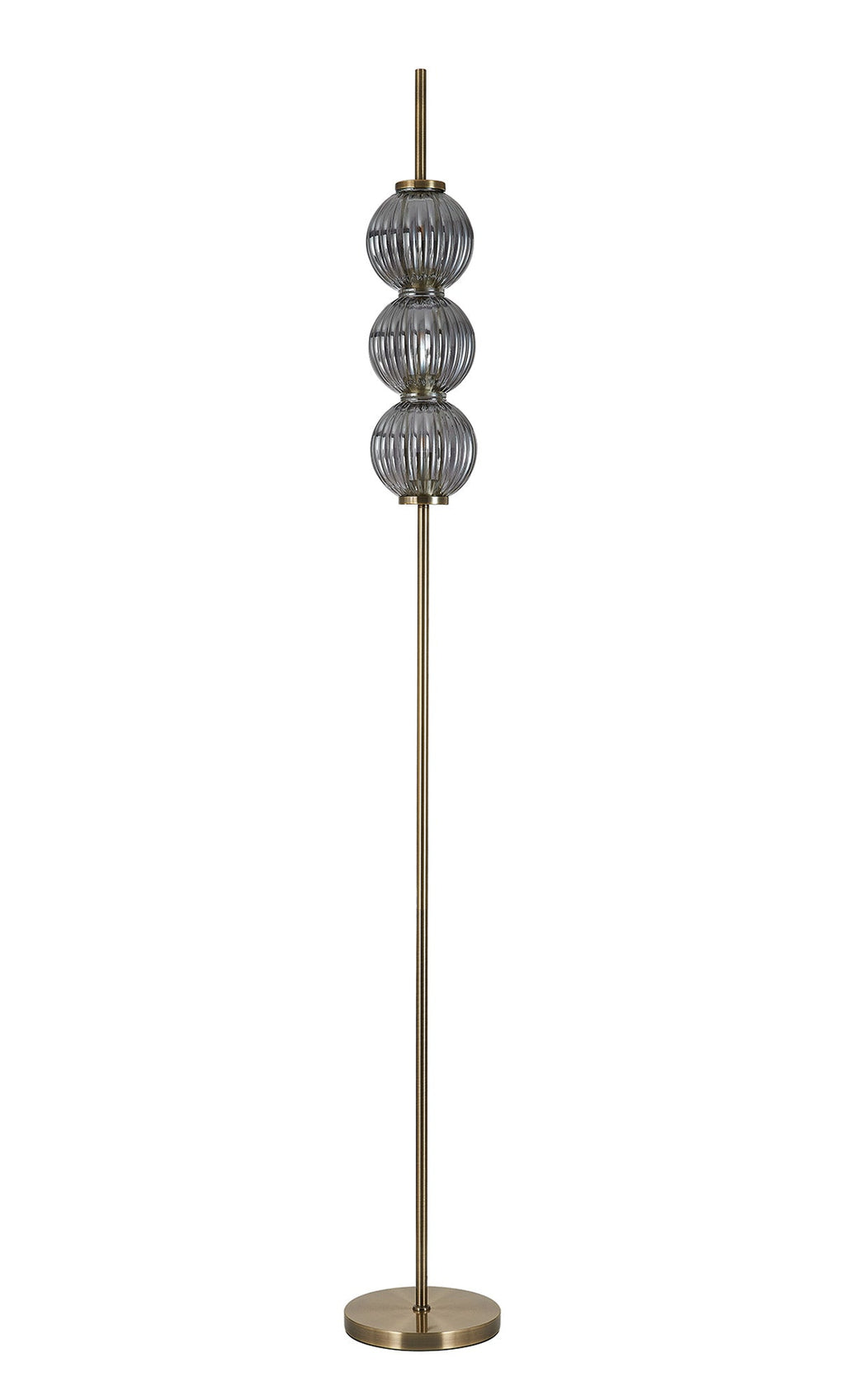 Luminosity Designs - Lustre Segmented Glass Globe Floor Lamp In An Antique Brass Framework, Single Colour, 3 x G9 - Luminosity Designs Ltd
