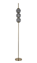 Luminosity Designs - Lustre Segmented Glass Globe Floor Lamp In An Antique Brass Framework, Single Colour, 3 x G9 - Luminosity Designs Ltd