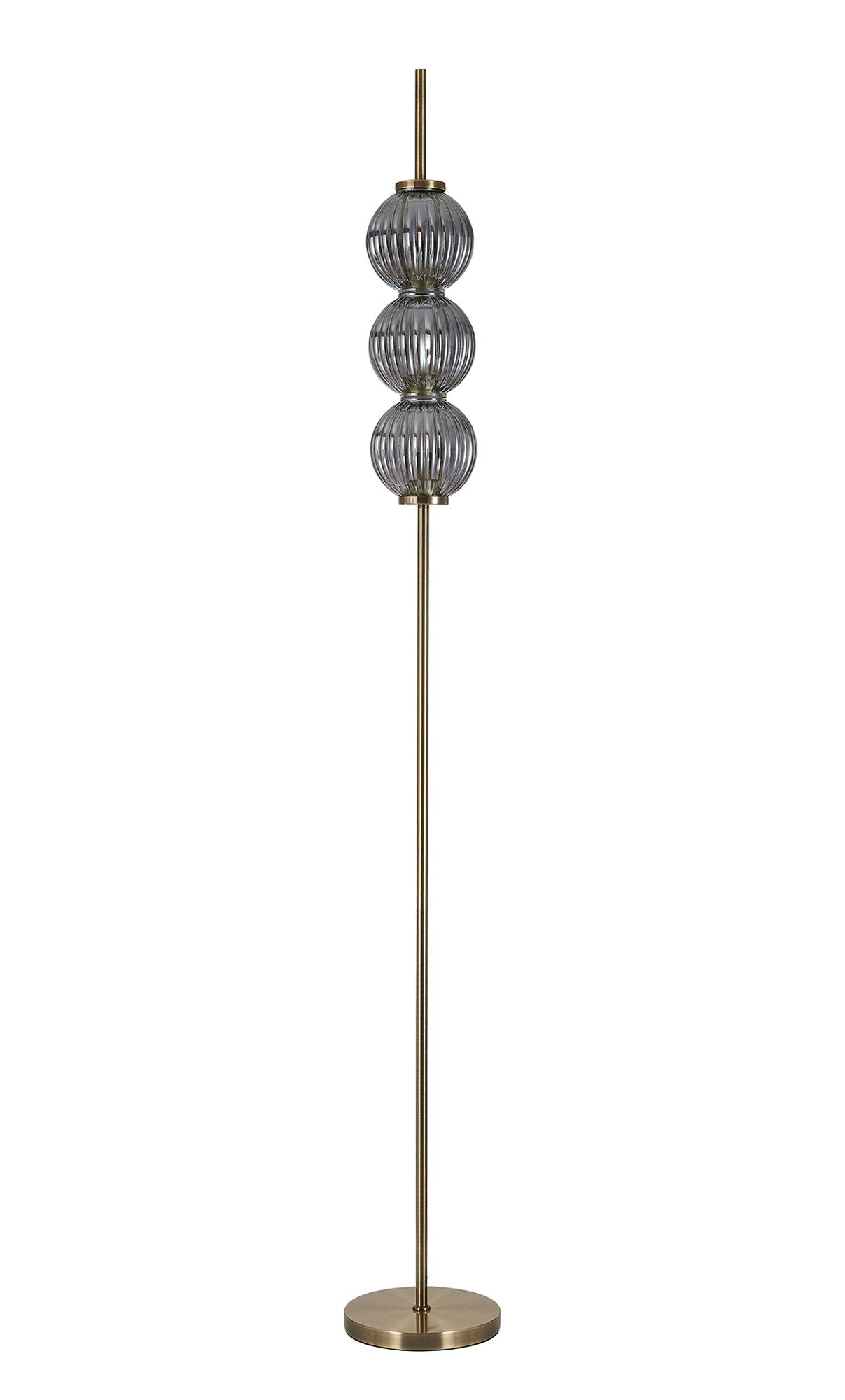 Luminosity Designs - Lustre Segmented Glass Globe Floor Lamp In An Antique Brass Framework, Single Colour, 3 x G9 - Luminosity Designs Ltd