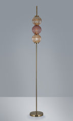 Luminosity Designs - Lustre Segmented Glass Globe Vertical Floor Lamp In An Antique Brass Framework, Amber and Blush, 3x G9 - Luminosity Designs Ltd