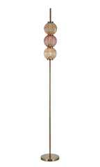 Luminosity Designs - Lustre Segmented Glass Globe Vertical Floor Lamp In An Antique Brass Framework, Amber and Blush, 3x G9 - Luminosity Designs Ltd