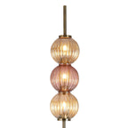 Luminosity Designs - Lustre Segmented Glass Globe Vertical Floor Lamp In An Antique Brass Framework, Amber and Blush, 3x G9 - Luminosity Designs Ltd