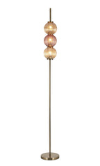 Luminosity Designs - Lustre Segmented Glass Globe Vertical Floor Lamp In An Antique Brass Framework, Amber and Blush, 3x G9 - Luminosity Designs Ltd