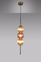 Luminosity Designs - Lustre Segmented Glass Globe Vertical Pendant In An Antique Brass Framework, Amber and Blush, 3x G9 - Luminosity Designs Ltd