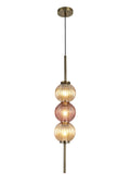 Luminosity Designs - Lustre Segmented Glass Globe Vertical Pendant In An Antique Brass Framework, Amber and Blush, 3x G9 - Luminosity Designs Ltd
