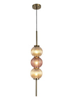 Luminosity Designs - Lustre Segmented Glass Globe Vertical Pendant In An Antique Brass Framework, Amber and Blush, 3x G9 - Luminosity Designs Ltd