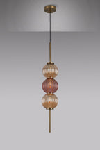 Luminosity Designs - Lustre Segmented Glass Globe Vertical Pendant In An Antique Brass Framework, Amber and Blush, 3x G9 - Luminosity Designs Ltd