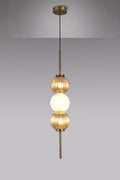 Luminosity Designs - Lustre Segmented Glass Globe Vertical Pendant In An Antique Brass Framework, Amber and Opal, 3x G9 - Luminosity Designs Ltd